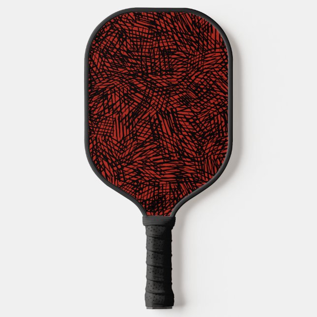 Abstract Contemporary Black Crosshatch On Red Rust Pickleball Paddle (Front)