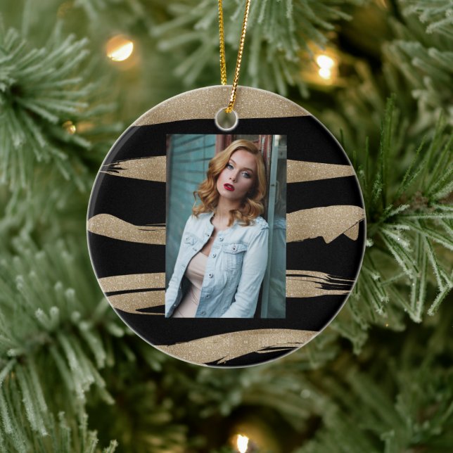 abstract contemporary chic black gold brush stroke ceramic tree decoration (Tree)