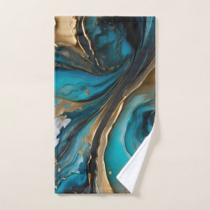 Abstract contemporary fluid art hand towel