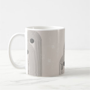 Abstract contemporary mid century poster with geom coffee mug