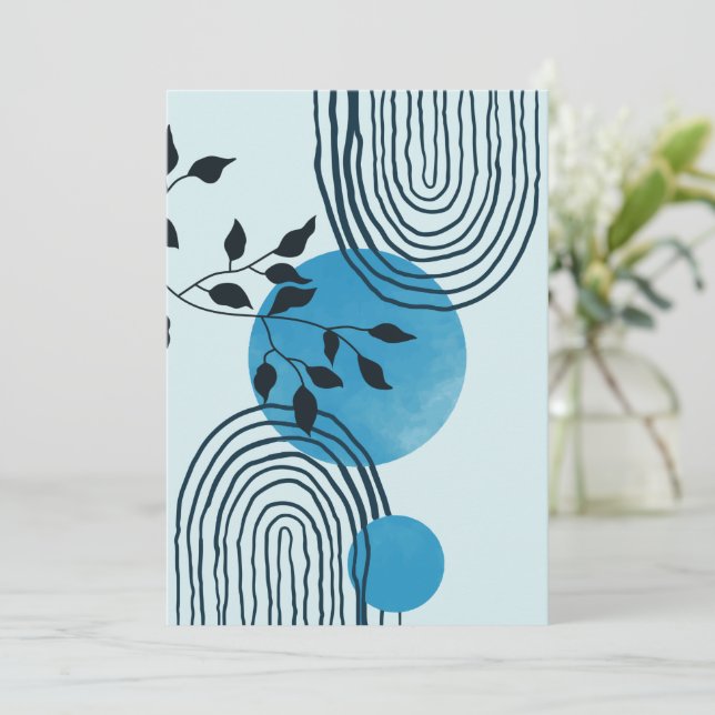 Abstract contemporary midcentury tropical leaf 1/3 holiday card (Standing Front)
