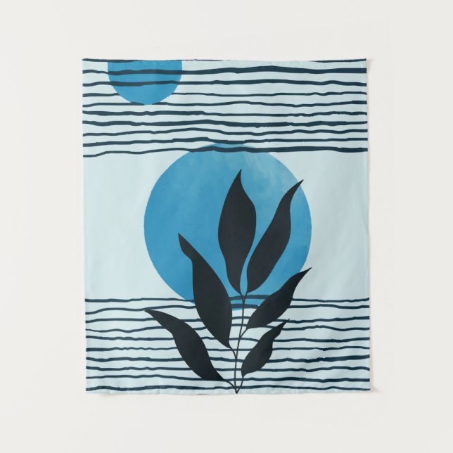 Abstract contemporary midcentury tropical leaf 2/3 tapestry (Front)