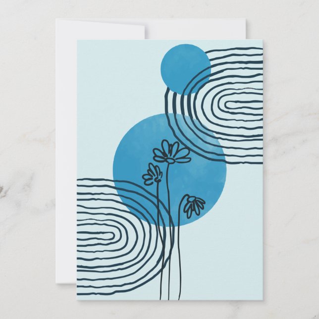 Abstract contemporary midcentury tropical leaf 3/3 holiday card (Front)