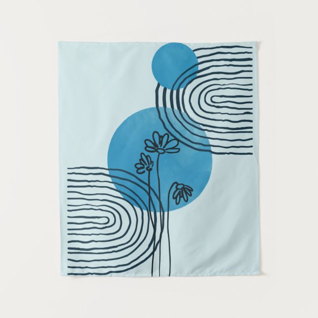 Abstract contemporary midcentury tropical leaf 3/3 tapestry (Front)