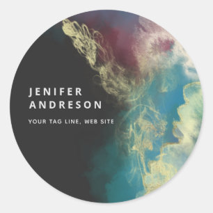 Abstract contemporary modern artistic ink classic round sticker