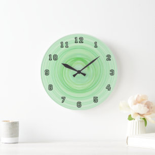 Abstract Contemporary Ombre Green Spirals Large Clock