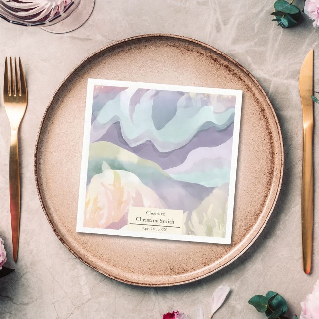 Abstract Contemporary Watercolor Retirement Party Napkin (Abstract Contemporary Watercolor Retirement Party Napkins)