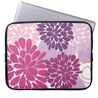 Abstract Cool Cute Girly Retro Floral Laptop Sleeve