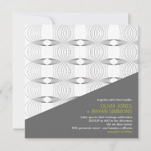Abstract Cool Modern Art Mod Rings Wedding Invite