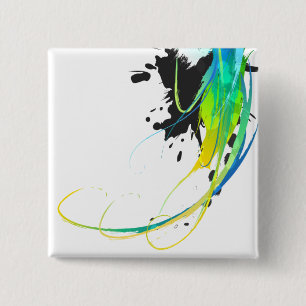 Abstract cool waters Paint Splatters 15 Cm Square Badge