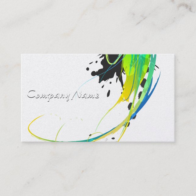 Abstract Cool Waters Paint Splatters Business Card (Front)