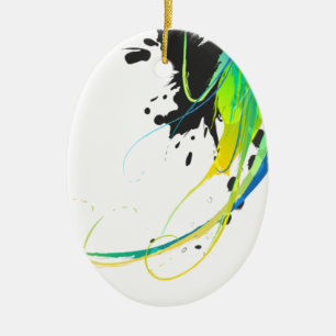 Abstract cool waters Paint Splatters Ceramic Tree Decoration