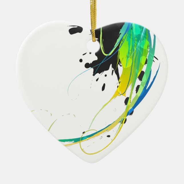 Abstract cool waters Paint Splatters Ceramic Tree Decoration (Front)