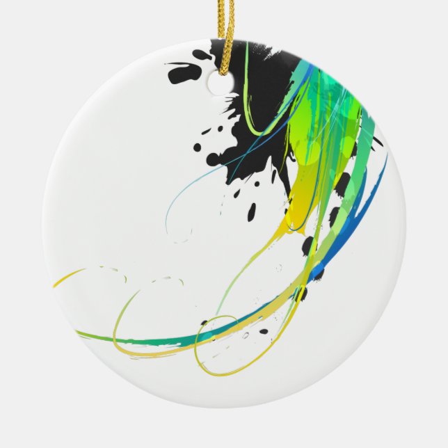Abstract cool waters Paint Splatters Ceramic Tree Decoration (Front)