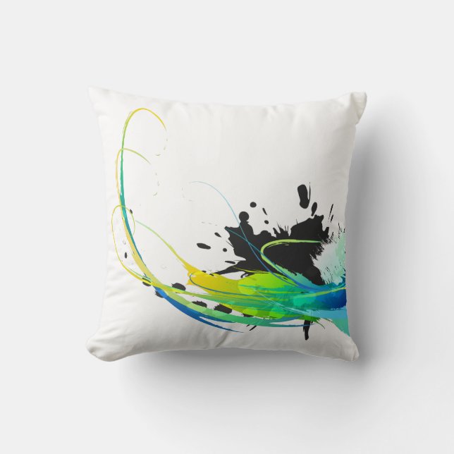 Abstract cool waters Paint Splatters Cushion (Front)