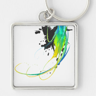 Abstract cool waters Paint Splatters Key Ring