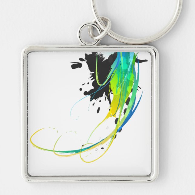 Abstract cool waters Paint Splatters Key Ring (Front)