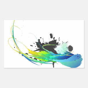 Abstract cool waters Paint Splatters Rectangular Sticker