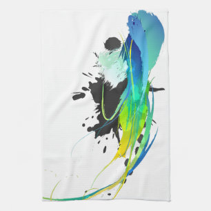 Abstract cool waters Paint Splatters Tea Towel