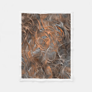 Abstract Copper and Grey Swirls Cosy Fleece Blanke Blanket