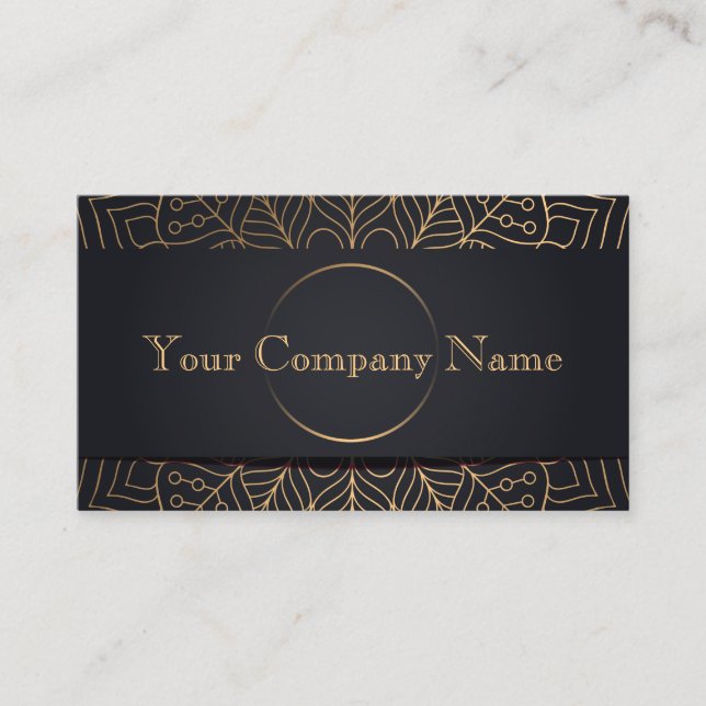 Abstract Copper Leaves - Charcoal Business Card (Front)
