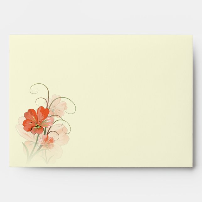 Abstract Coral and Lime Green Floral A7 Envelopes (Front)
