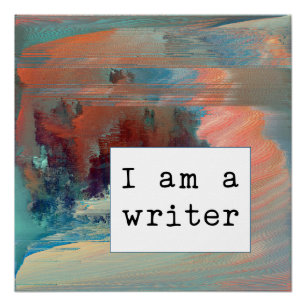 Abstract Coral, Blue and Rust Writer Motivational Poster