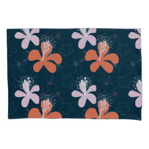 Abstract Coral Blush Hibiscus Pattern Pillowcase