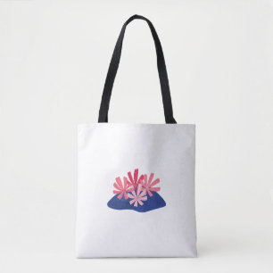 Abstract Coral Floral Minimalist Tote Bag