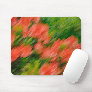 Abstract Coral Rhododendrons in Motion, art photo Mouse Mat