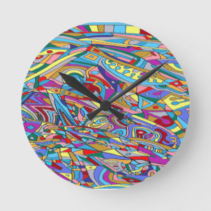 Abstract Coral Sea Poster Acrylic Print Round Clock