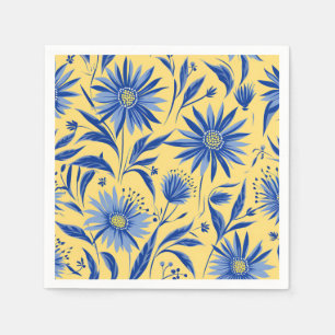 Abstract Cornflower Blue Botanical Napkin