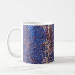 Abstract corroded colorful rusty metal background, coffee mug