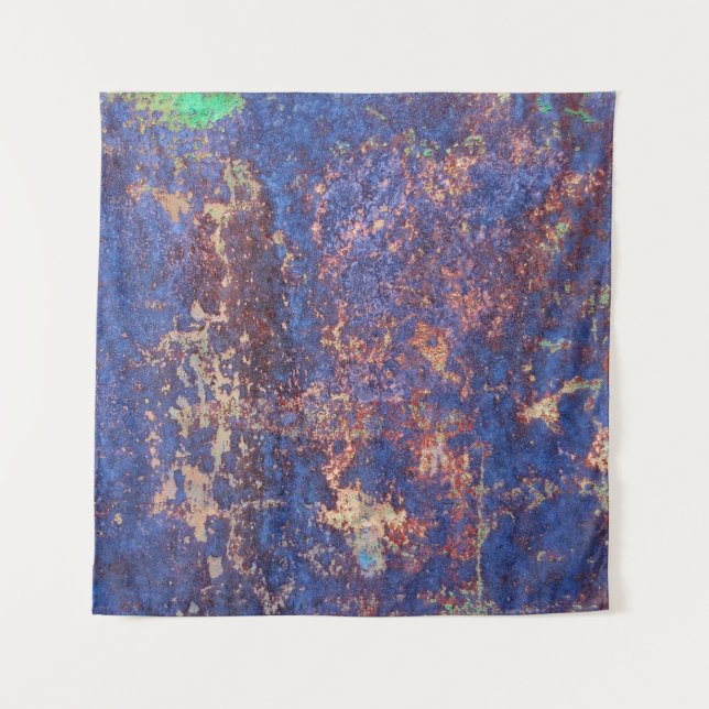 Abstract corroded colourful rusty metal background tapestry (Front)