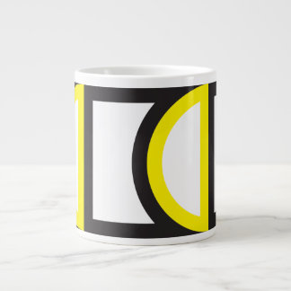 abstract corved shape black yellow large coffee mug