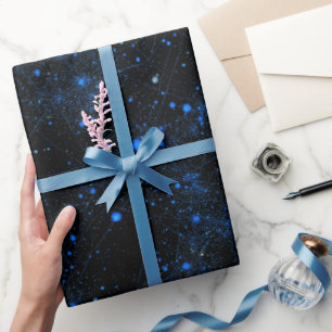 Abstract Cosmic Blue Star Dust Abstract Pattern Wrapping Paper