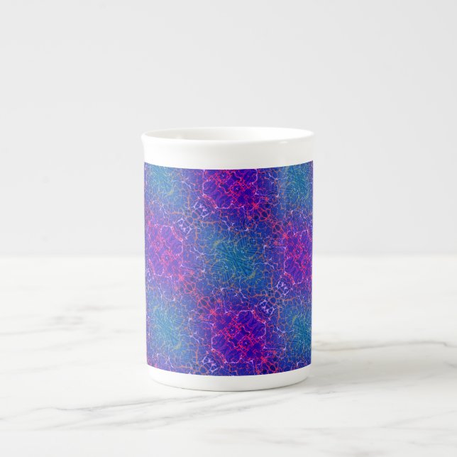 Abstract cosmic damask pattern bone china mug (Front)