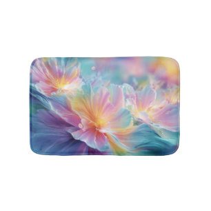 Abstract cosmic floral explosion in pastel bath mat
