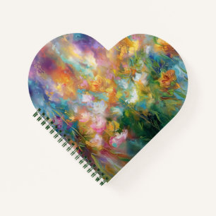Abstract cosmic floral explosion in pastel colors notebook