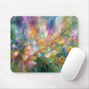 Abstract cosmic floral explosion in pastel colours mouse mat