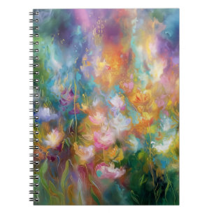 Abstract cosmic floral explosion in pastel colours notebook