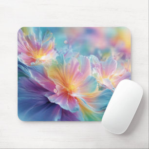 Abstract cosmic floral explosion in pastel mouse mat