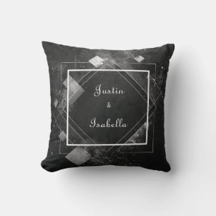 Abstract Cosmic Geometric White Speckle Cushion