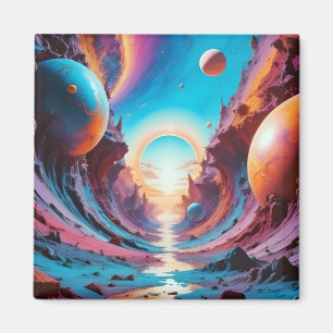 Abstract Cosmic Horizon Fantasy Background Art Magnet