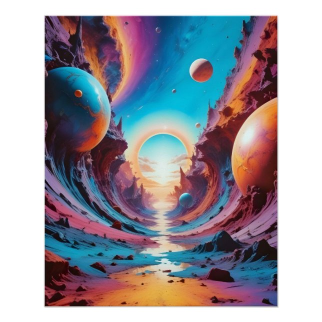 Abstract Cosmic Horizon Fantasy Background Art Poster (Front)
