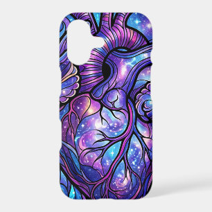 Abstract Cosmic Purple Heart iPhone Cases