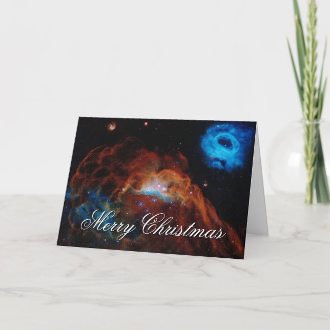 Abstract Cosmic Reef Celestial Photo Holiday Card (Front)