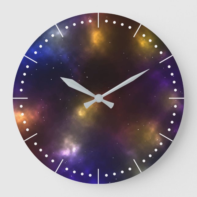 Abstract Cosmic Space Constellations Design Large Clock (Front)