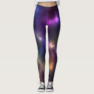 Abstract Cosmic Space Constellations Design Leggings