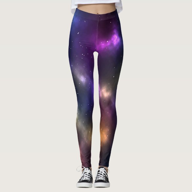 Abstract Cosmic Space Constellations Design Leggings (Front)